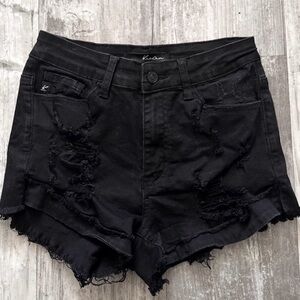 KanCan Black Distressed Stretch Denim Jean Shorts Size 5/26